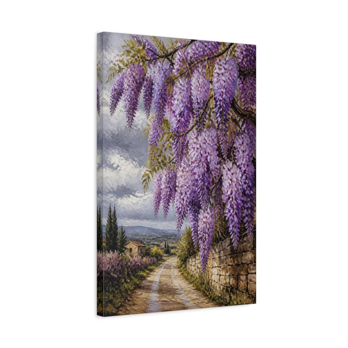 Wisteria Flower Lane Canvas Print – Living Room, Above Sofa, Lavender Purple - YesArtYes