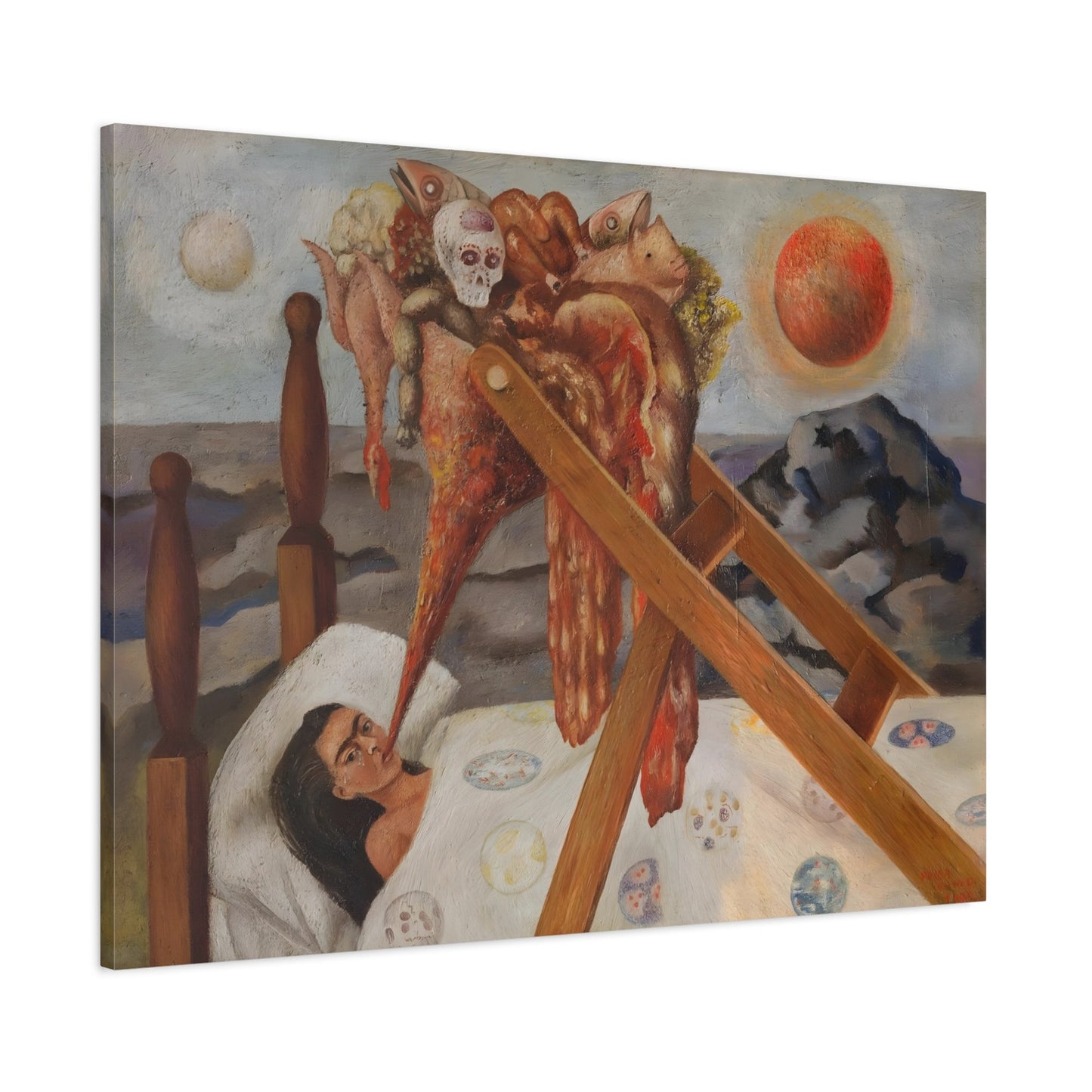Without Hope Canvas Wall Art Print - Famous Mexican Kahlo Painting - YesArtYes