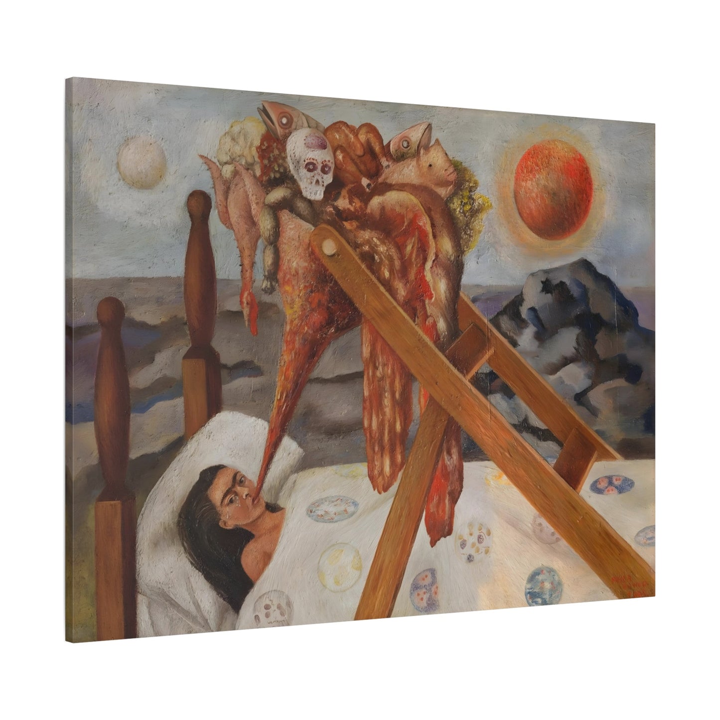 Without Hope Canvas Wall Art Print - Famous Mexican Kahlo Painting - YesArtYes