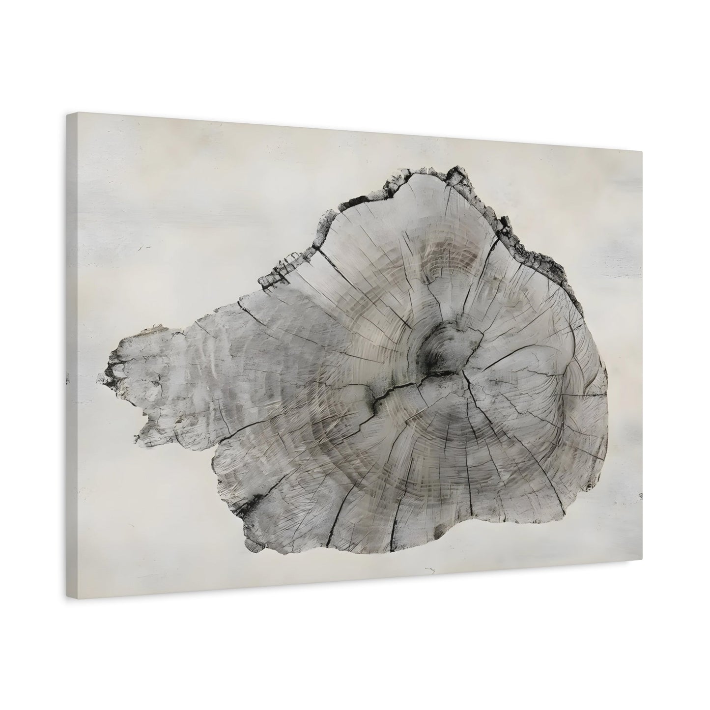 Wood Tree Rings Canvas Print - Neutral Minimalist Boho Wall Art - YesArtYes