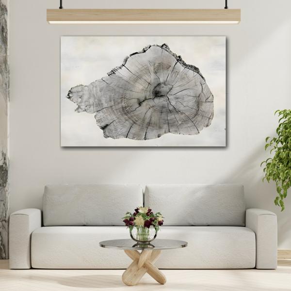 Wood Tree Rings Canvas Print - Neutral Minimalist Boho Wall Art - YesArtYes