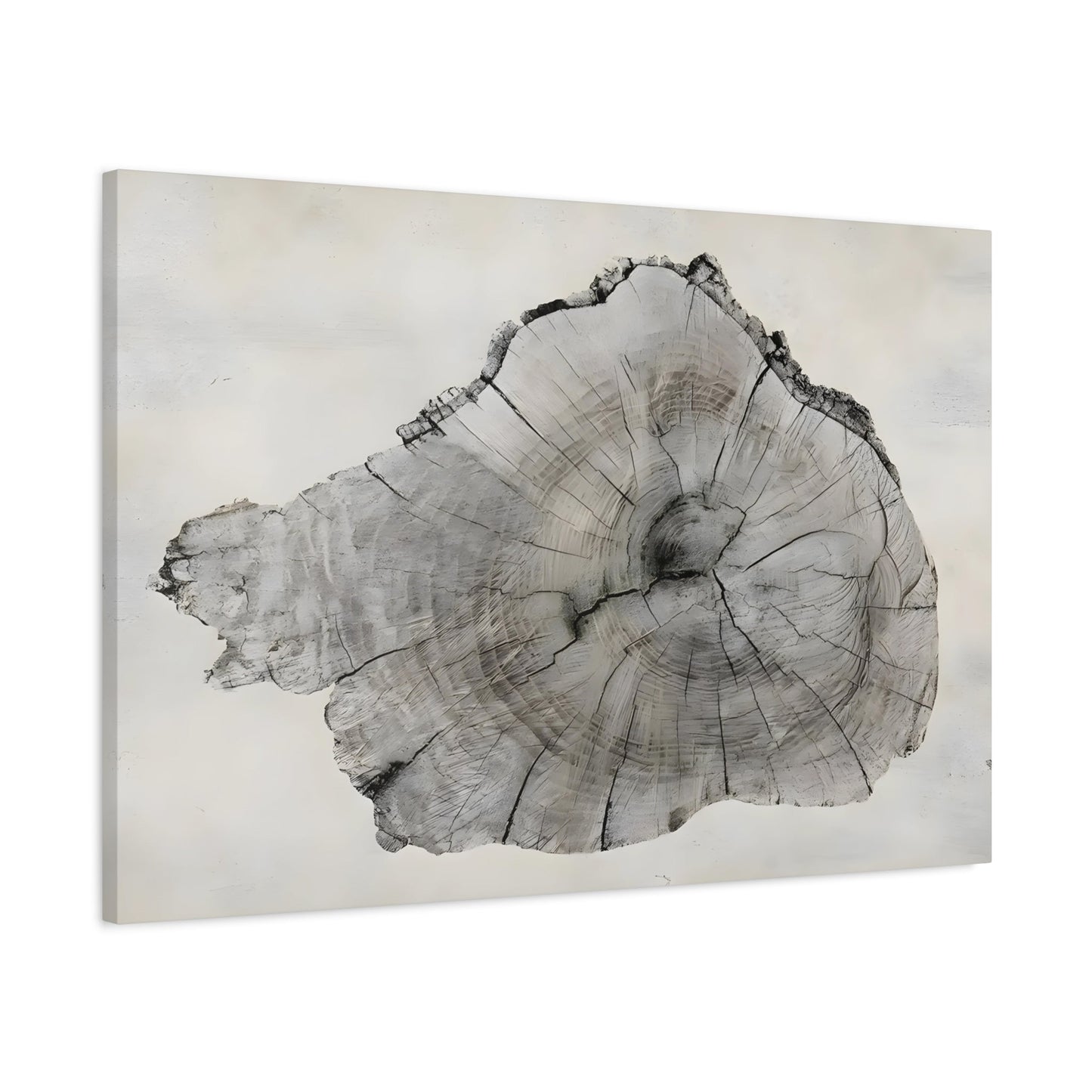 Wood Tree Rings Canvas Print - Neutral Minimalist Boho Wall Art - YesArtYes