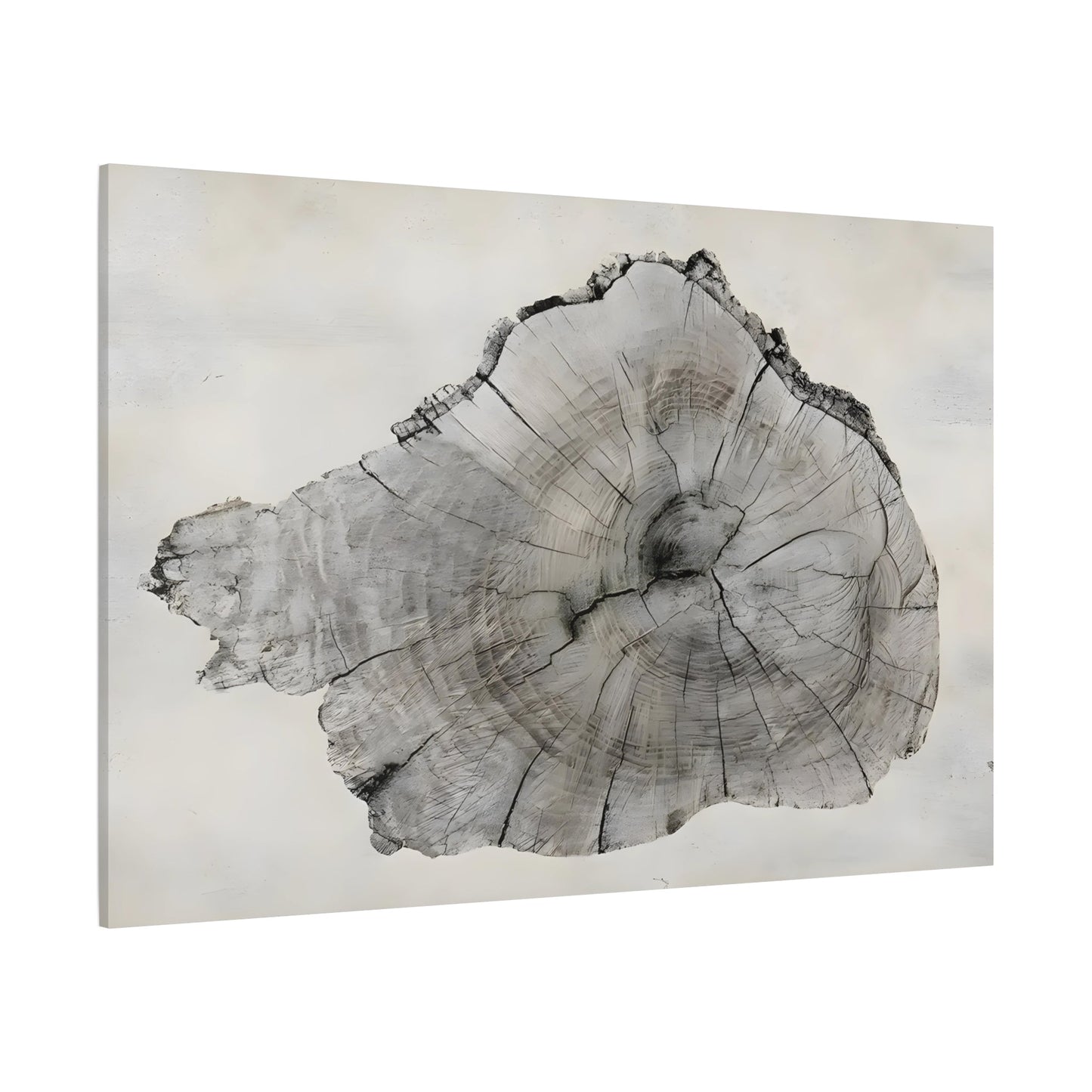 Wood Tree Rings Canvas Print - Neutral Minimalist Boho Wall Art - YesArtYes