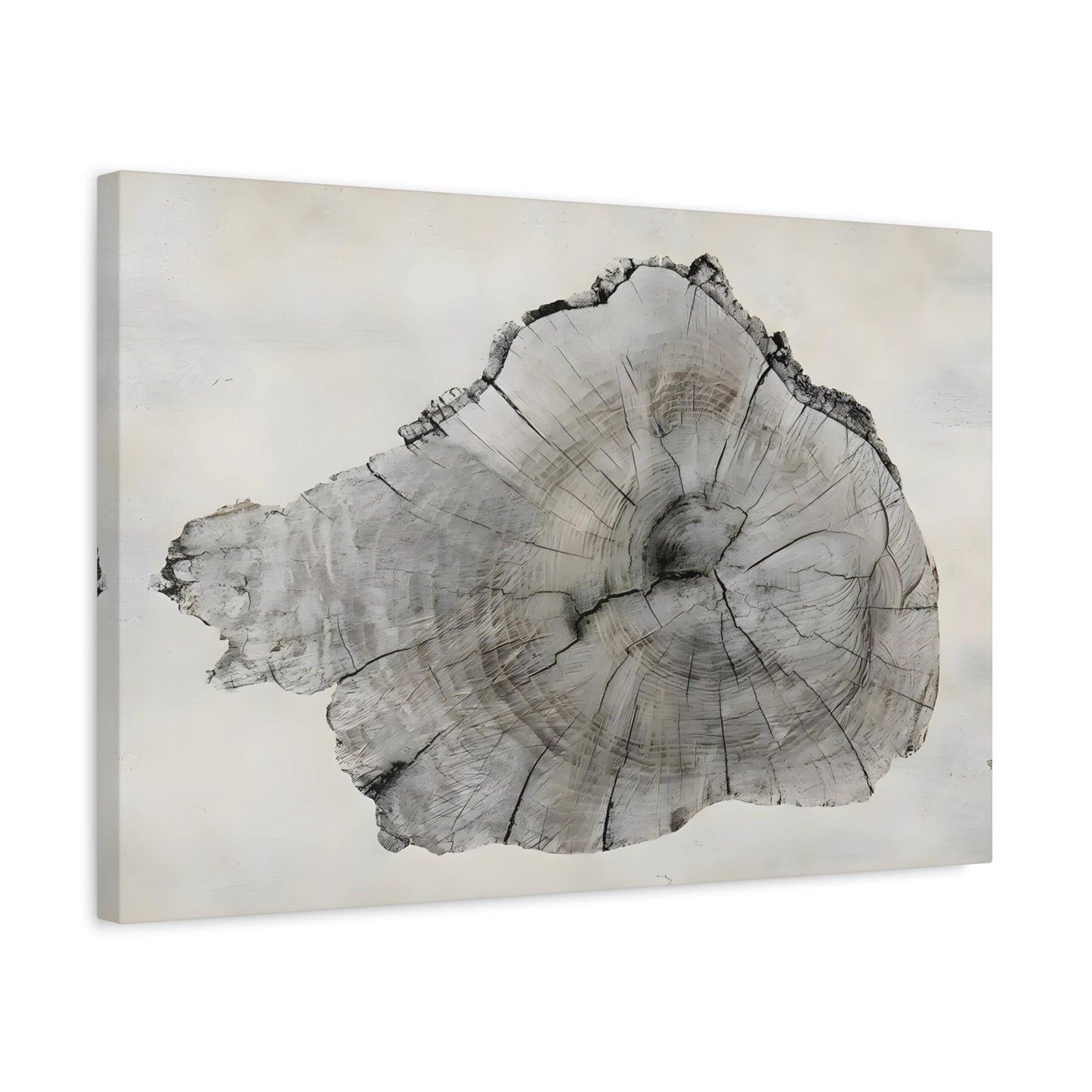 Wood Tree Rings Canvas Print - Neutral Minimalist Boho Wall Art - YesArtYes