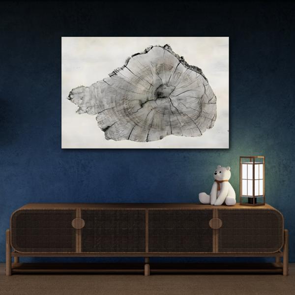 Wood Tree Rings Canvas Print - Neutral Minimalist Boho Wall Art - YesArtYes