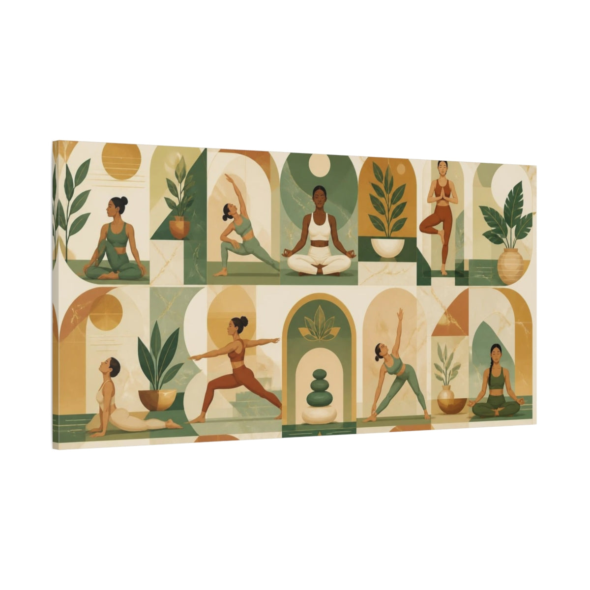 Side Mockup 2. Yoga Wellness Poses Marble Arches Potted shown as canvas print