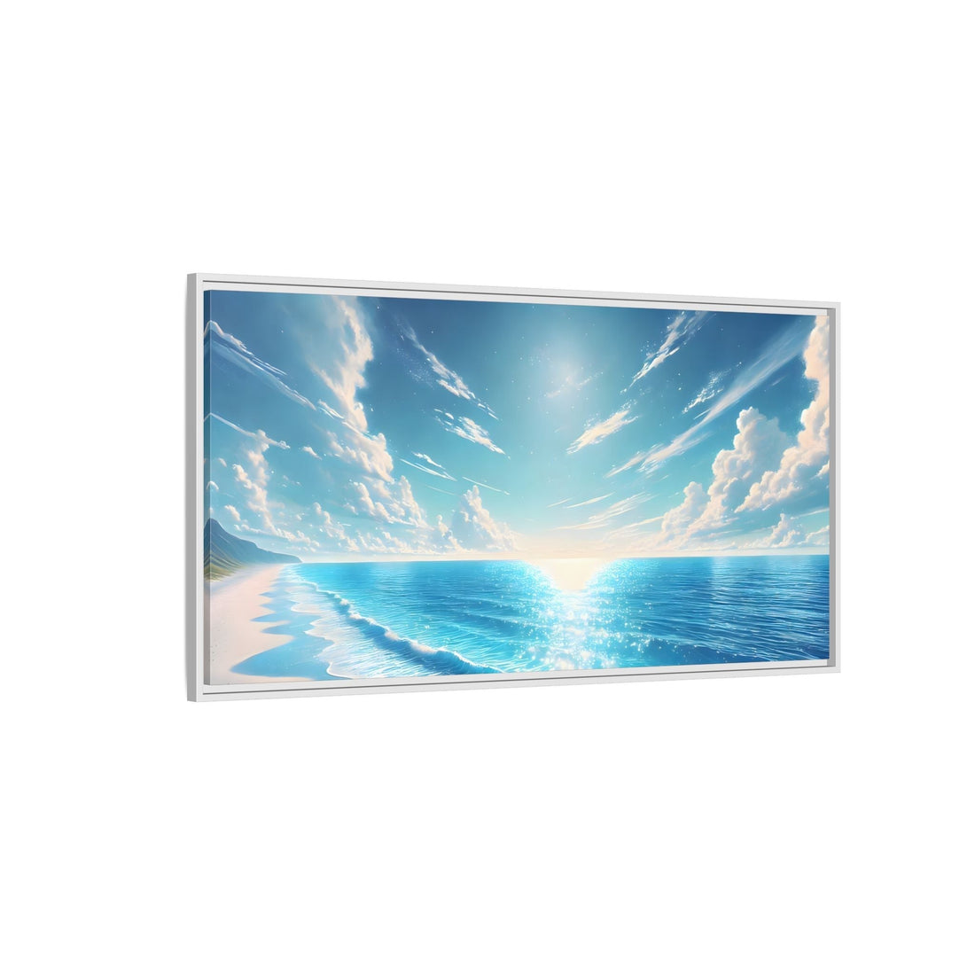 Coastal and beach canvas wall art ideas with blue ocean sunrise artwork