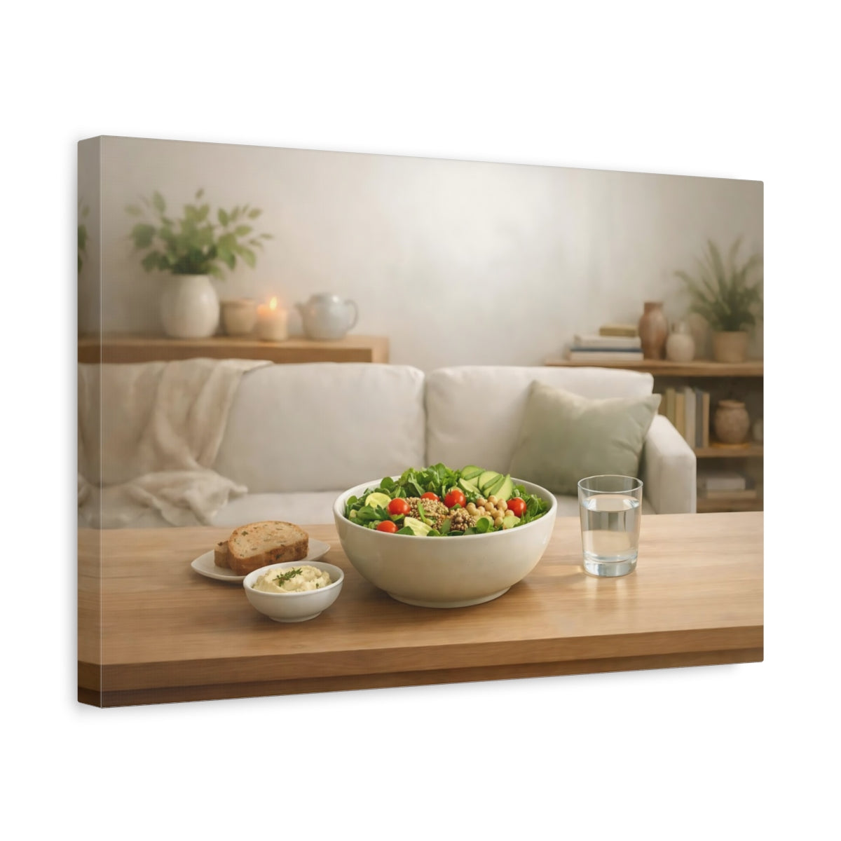 Soft Matte Eat Well Healthy Salad Nature - Canvas Wall Art Print