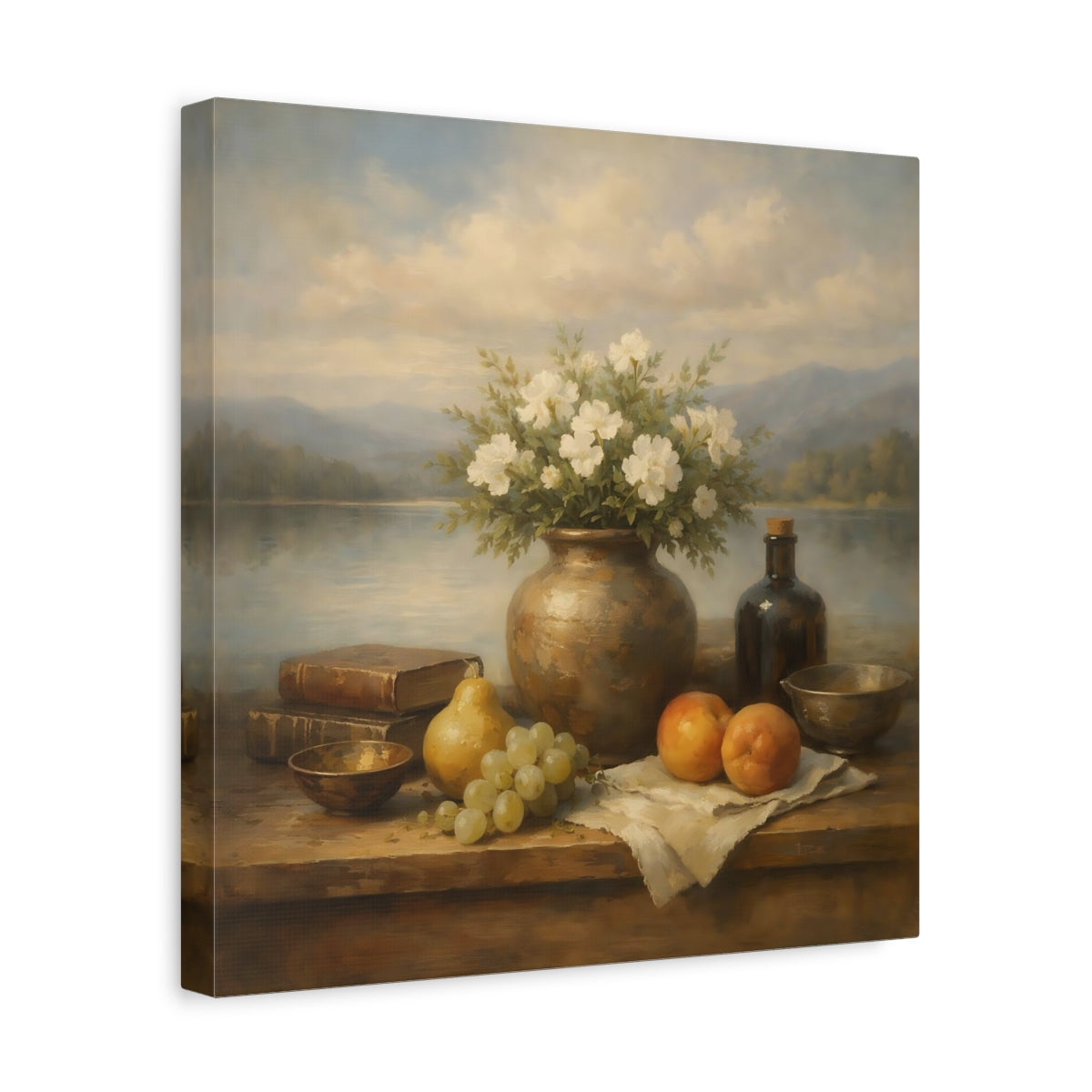 Side Mockup 7. Nature Floral Still Life Vintage Floral Still Life shown as stretched canvas wall art