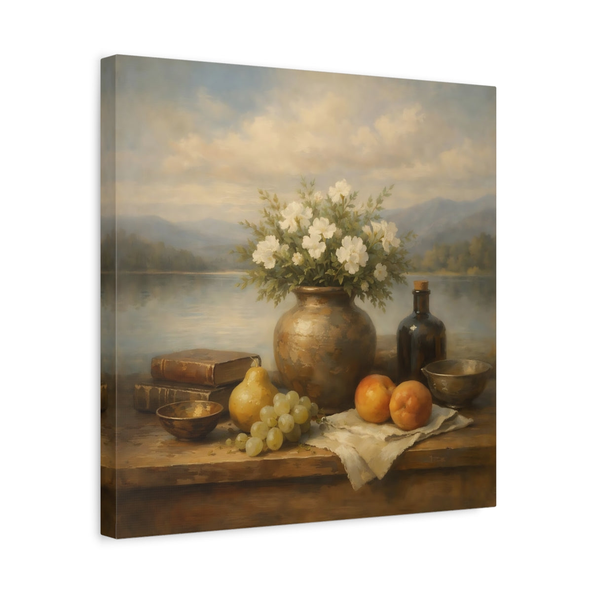 Side Mockup 6. Nature Floral Still Life Vintage Floral Still Life shown as stretched canvas wall art