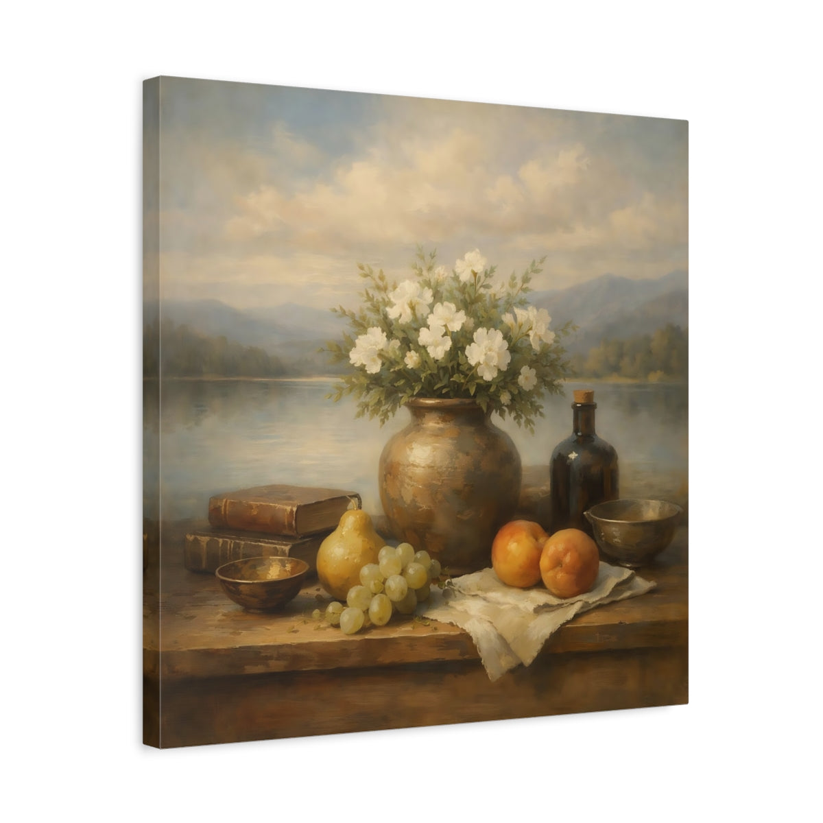 Side Mockup 5. Nature Floral Still Life Vintage Floral Still Life shown as stretched canvas wall art
