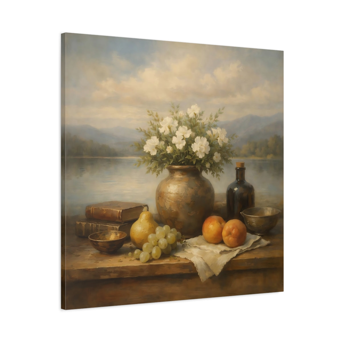 Side Mockup 2. Nature Floral Still Life Vintage Floral Still Life shown as stretched canvas wall art