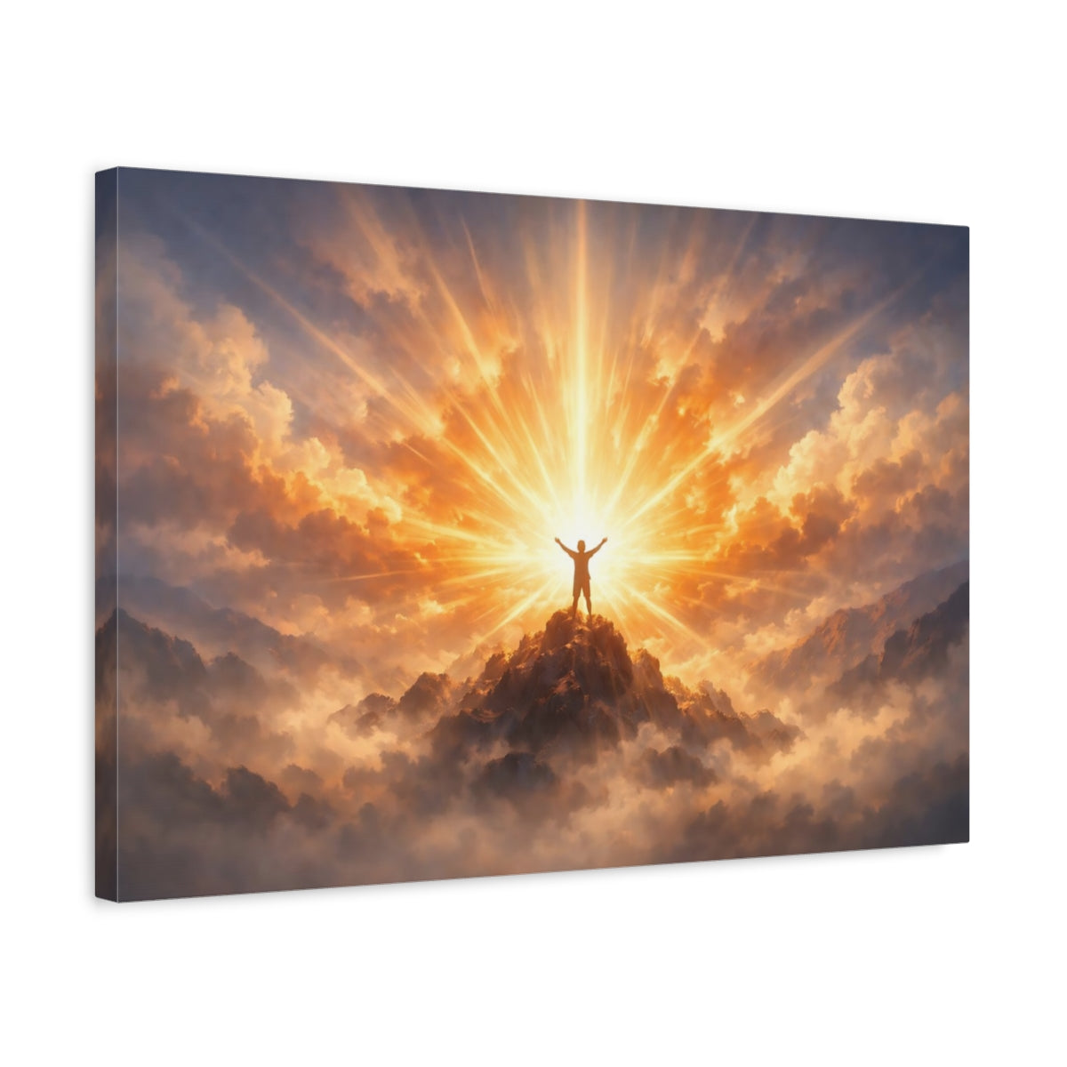 Nature Summit Golden Mountain - Canvas Wall Art Print