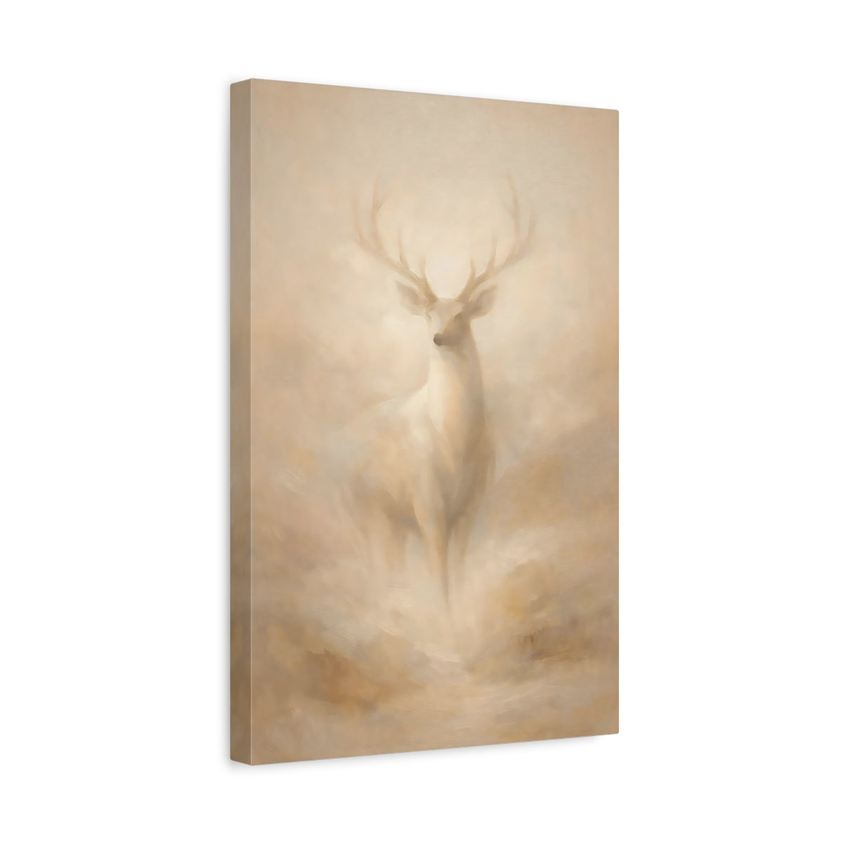 Side Mockup 4. Organic Abstract Deer Minimal Form shown as stretched canvas wall art