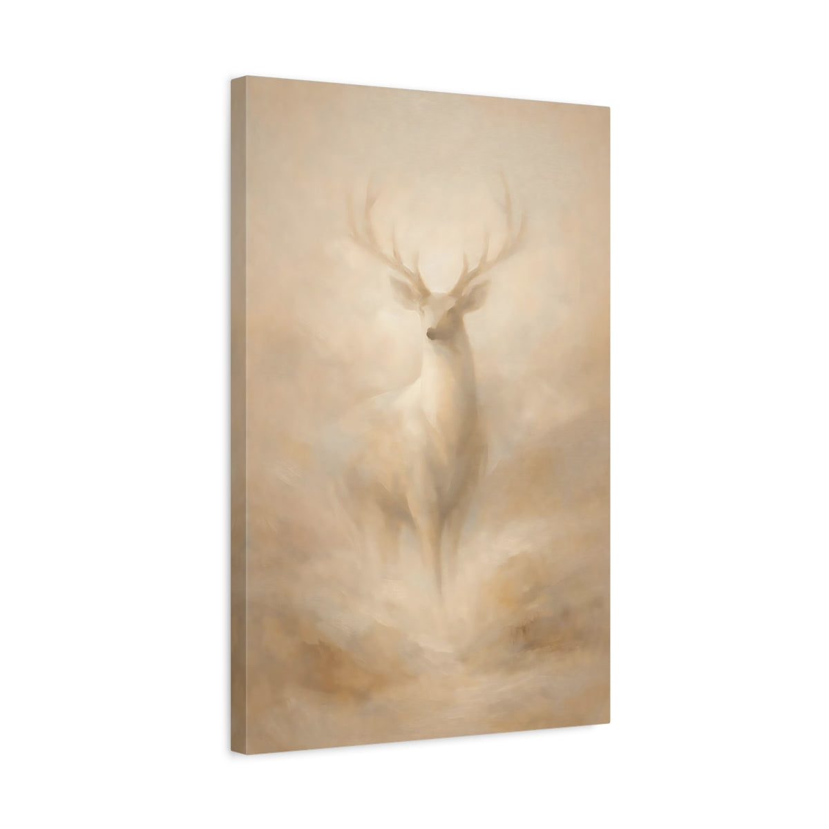 Side Mockup 3. Organic Abstract Deer Minimal Form shown as stretched canvas wall art