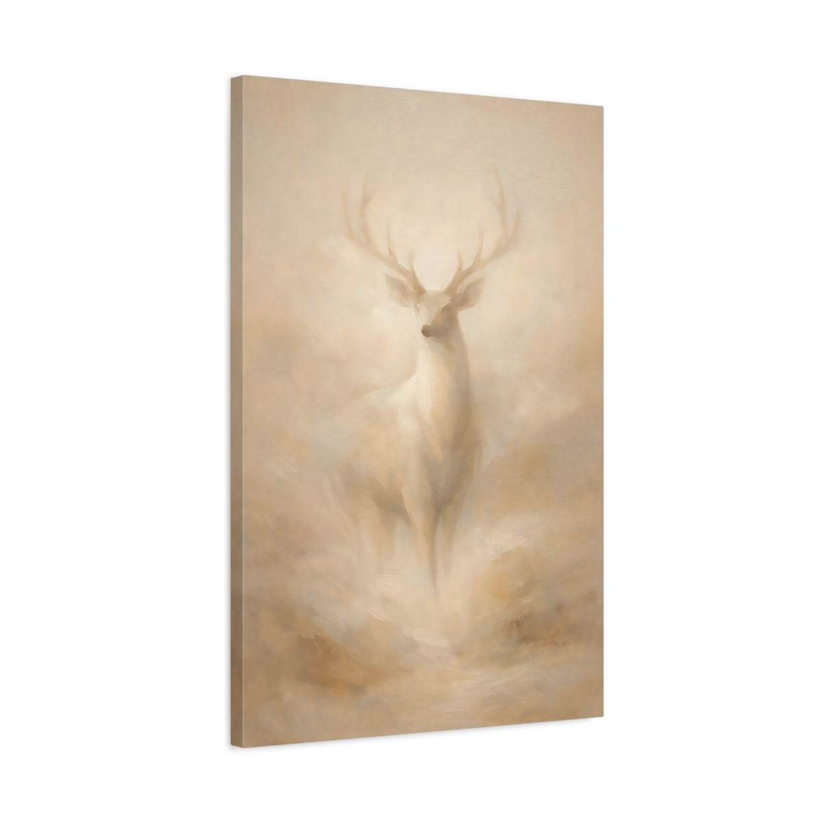 Side Mockup 2. Organic Abstract Deer Minimal Form shown as stretched canvas wall art