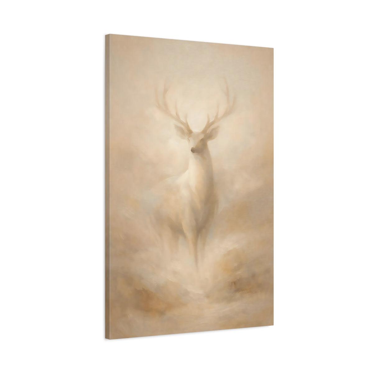 Side Mockup 1. Organic Abstract Deer Minimal Form shown as stretched canvas wall art
