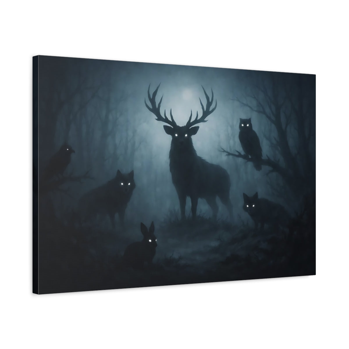 Horror Forest Animals Deer - Canvas Wall Art Print