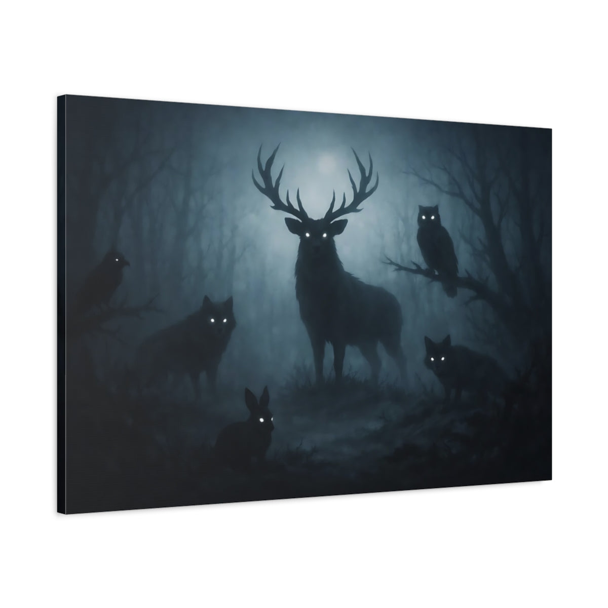 Horror Forest Animals Deer - Canvas Wall Art Print