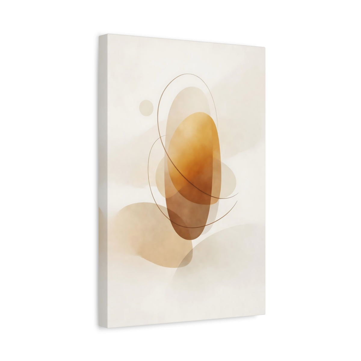 Side Mockup 4. Abstract Abstract Forms Brown And Beige Abstract shown as stretched canvas wall art