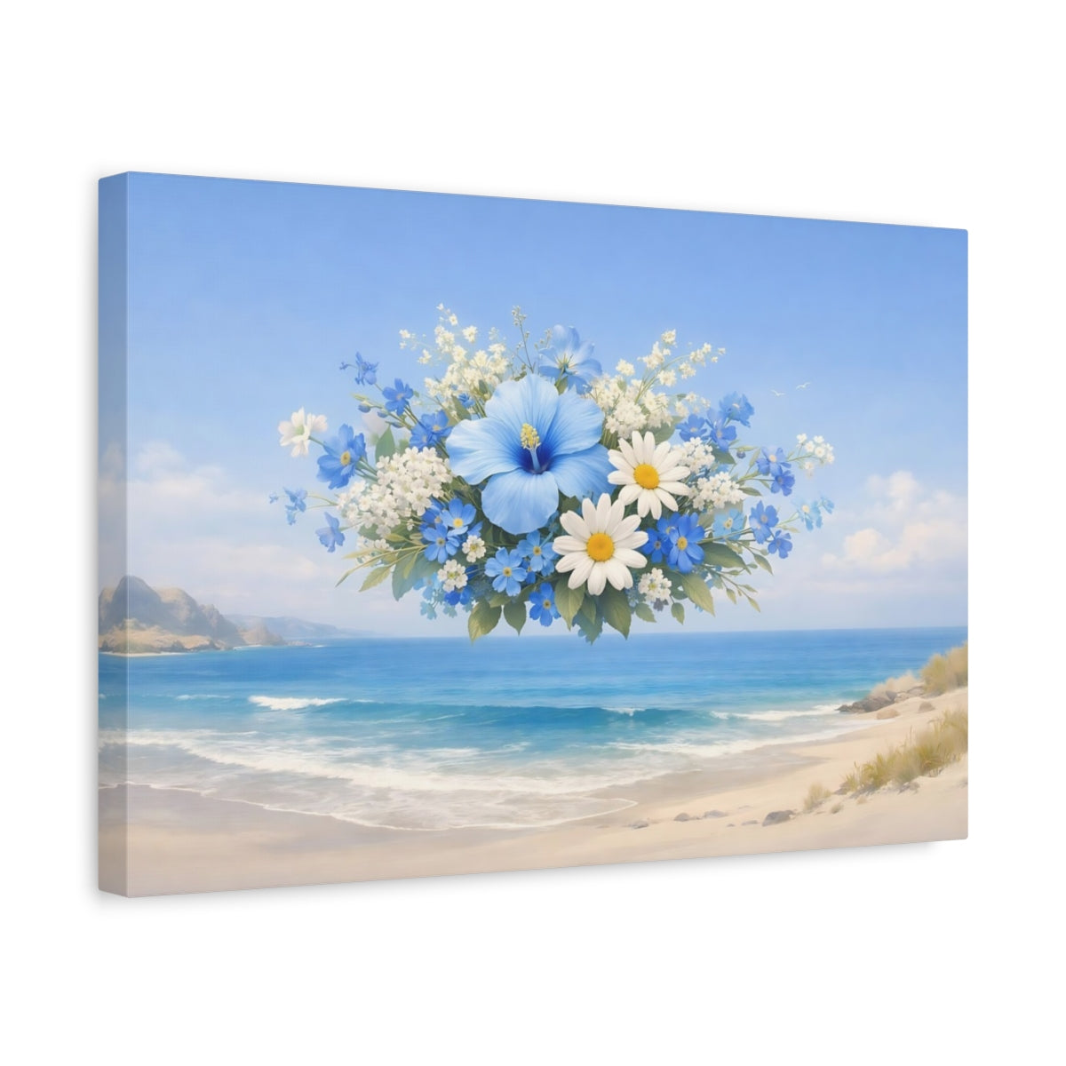 Floral Beach Blue Bouquet - Canvas Wall Art Print