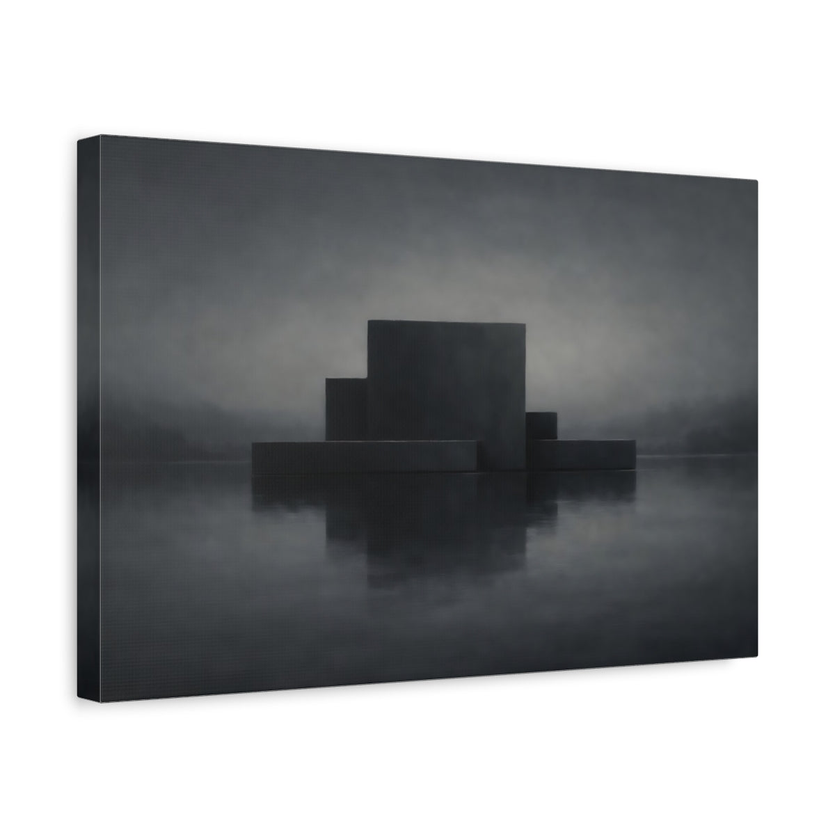 Side Mockup 4. Abstract Geometric Forms Dark Geometric shown as stretched canvas wall art