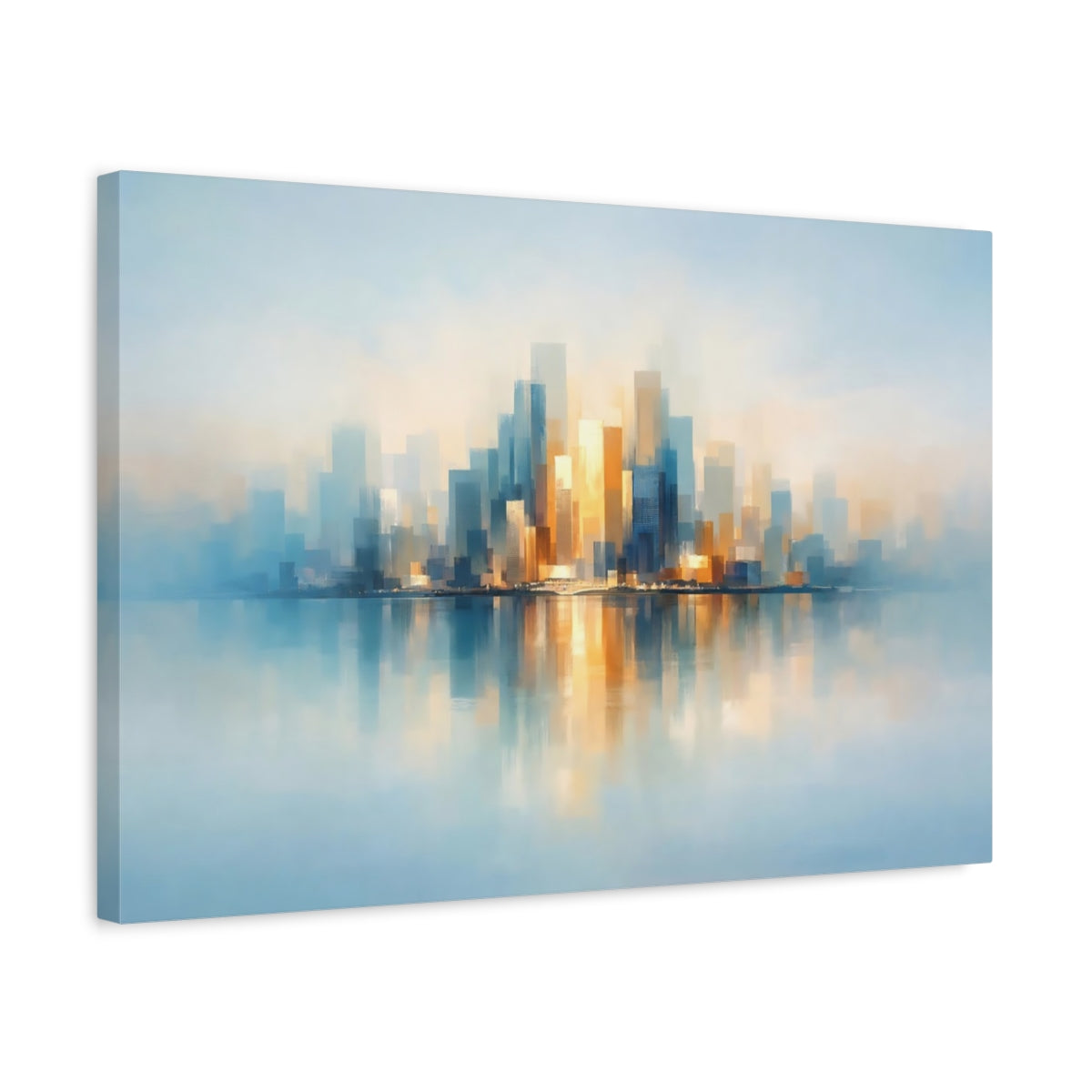 Contemporary Abstract Skyline Reflection Cityscape - Canvas Wall Art Print