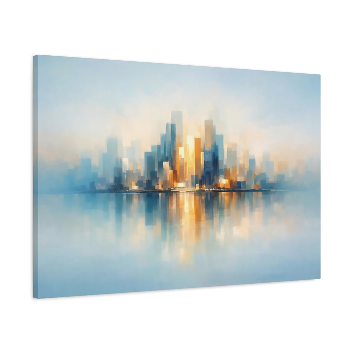 Contemporary Abstract Skyline Reflection Cityscape - Canvas Wall Art Print