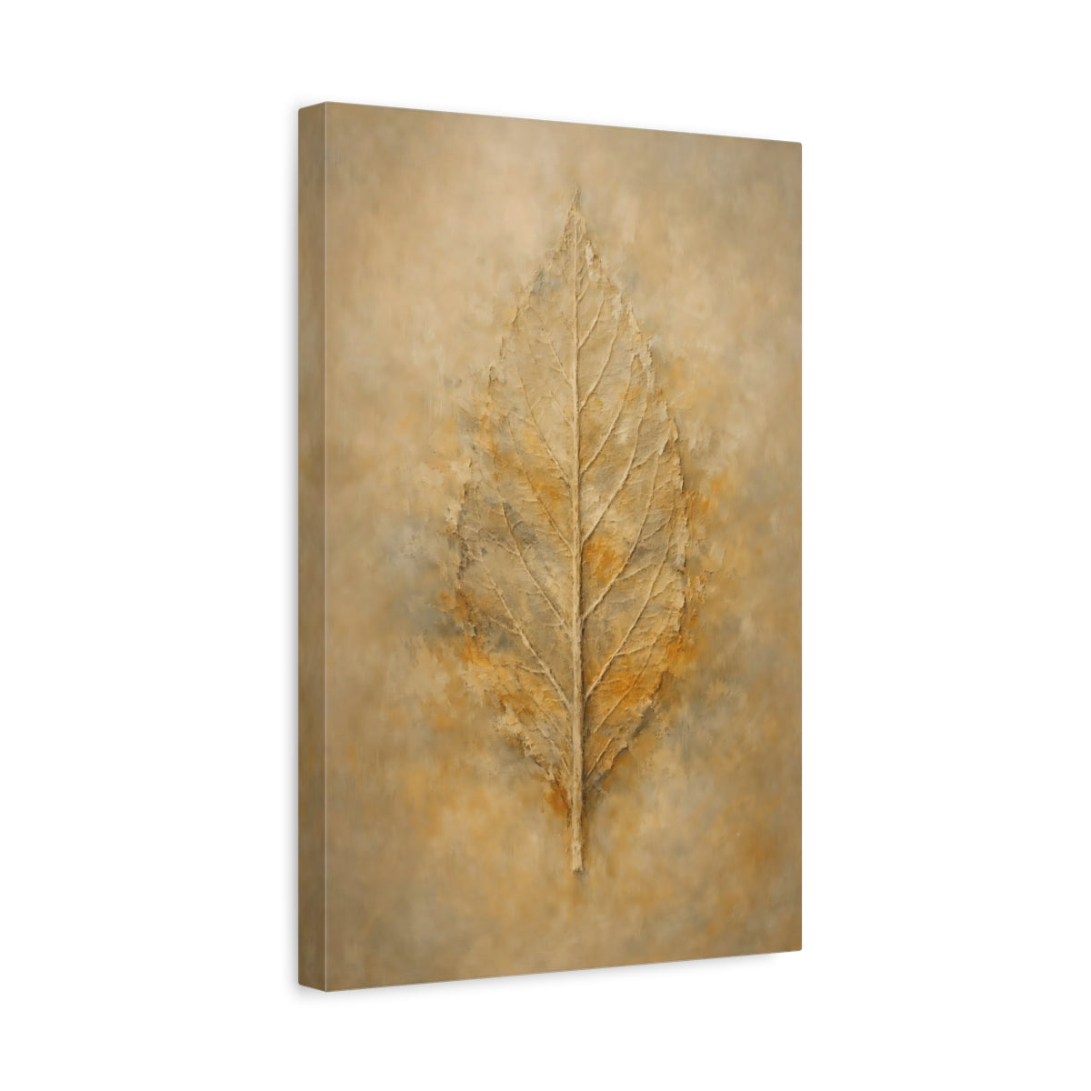 Side Mockup 4. Nature Leaf Brown Gold Leaf shown as stretched canvas wall art