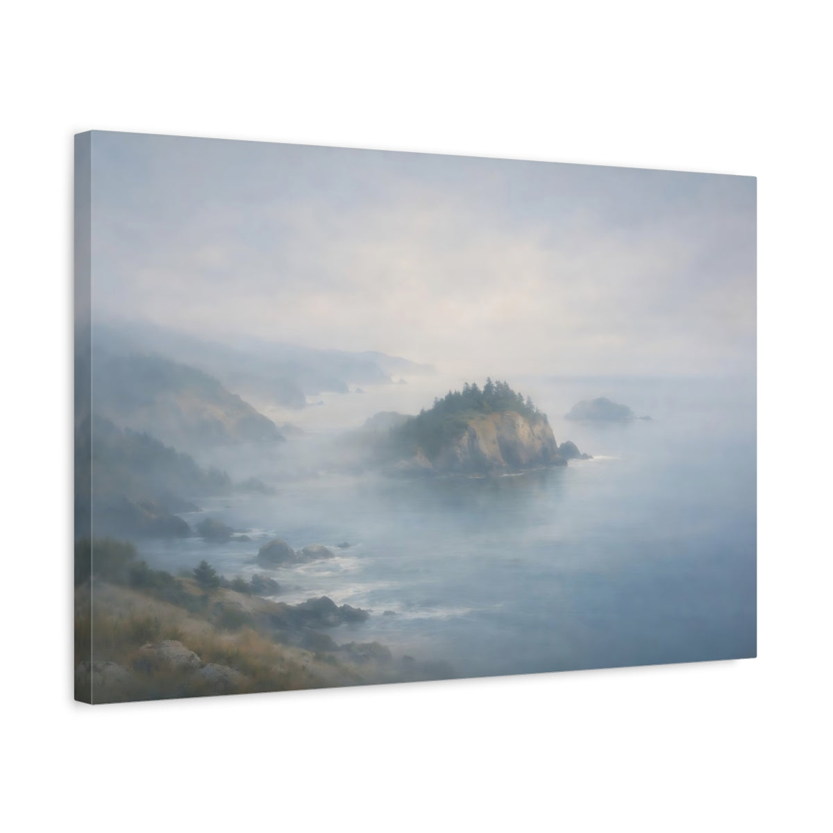 Mist Depth Coastal Panorama Landscape Nature - Canvas Wall Art Print