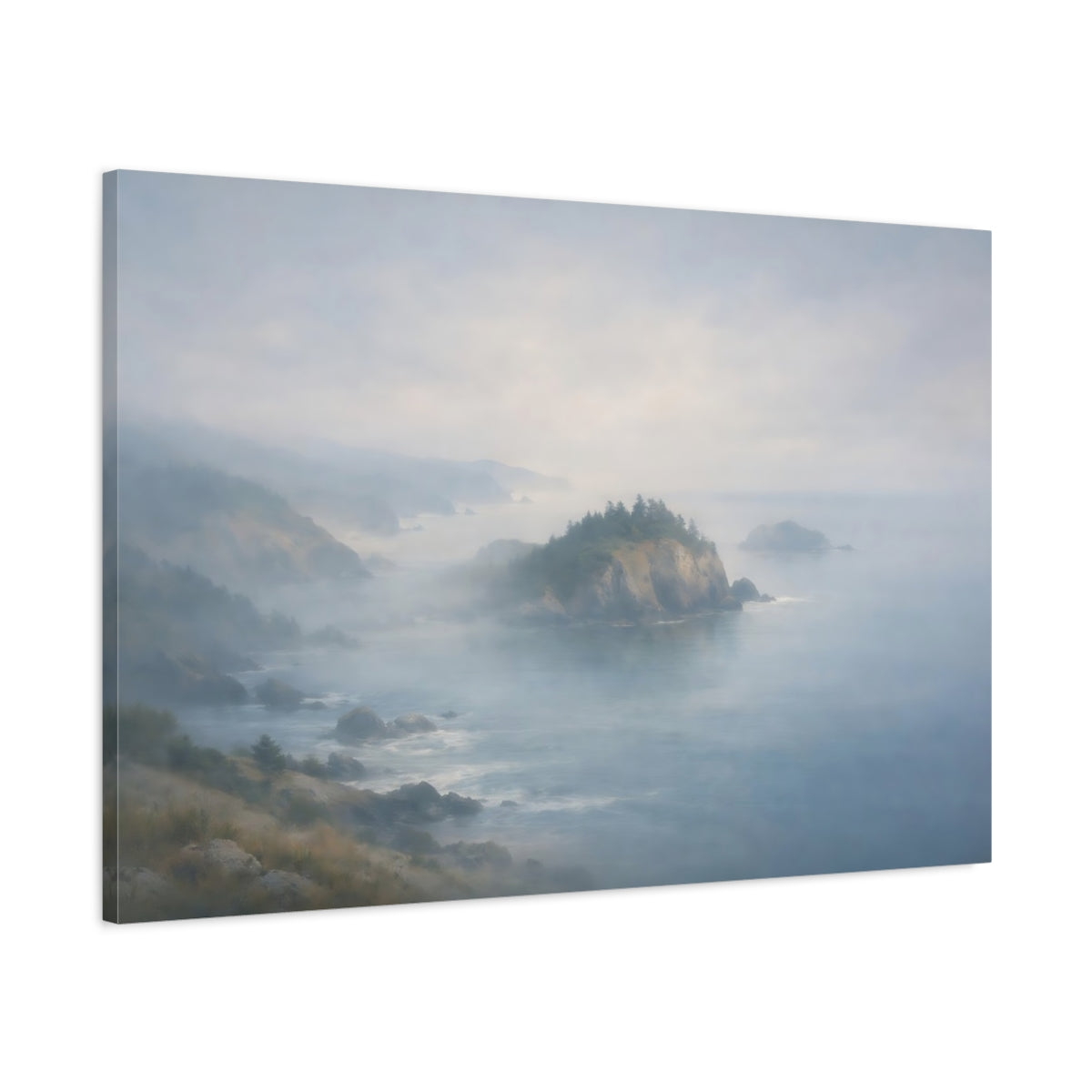 Mist Depth Coastal Panorama Landscape Nature - Canvas Wall Art Print