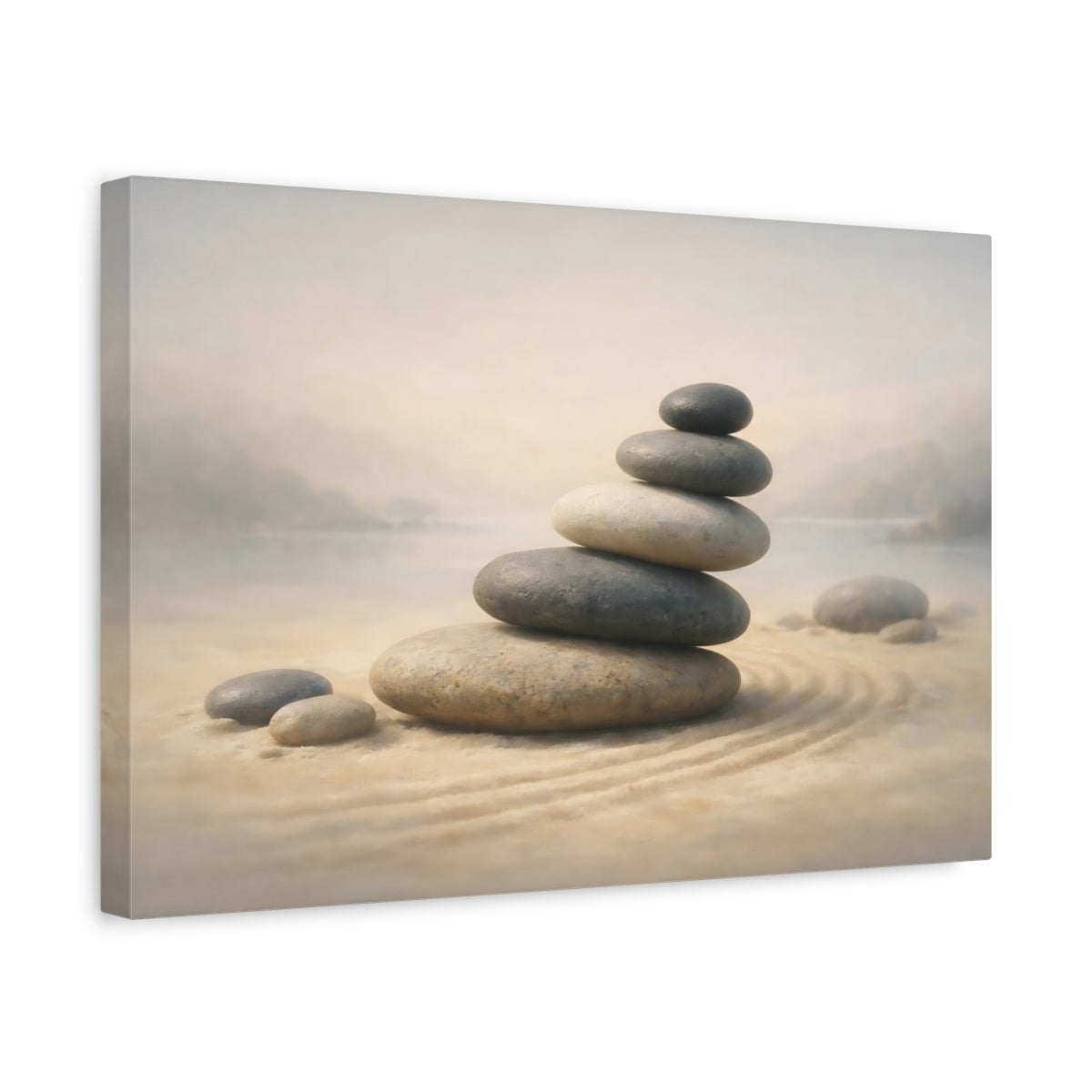 Vintage Zen Stones Stacked Nature - Canvas Wall Art Print