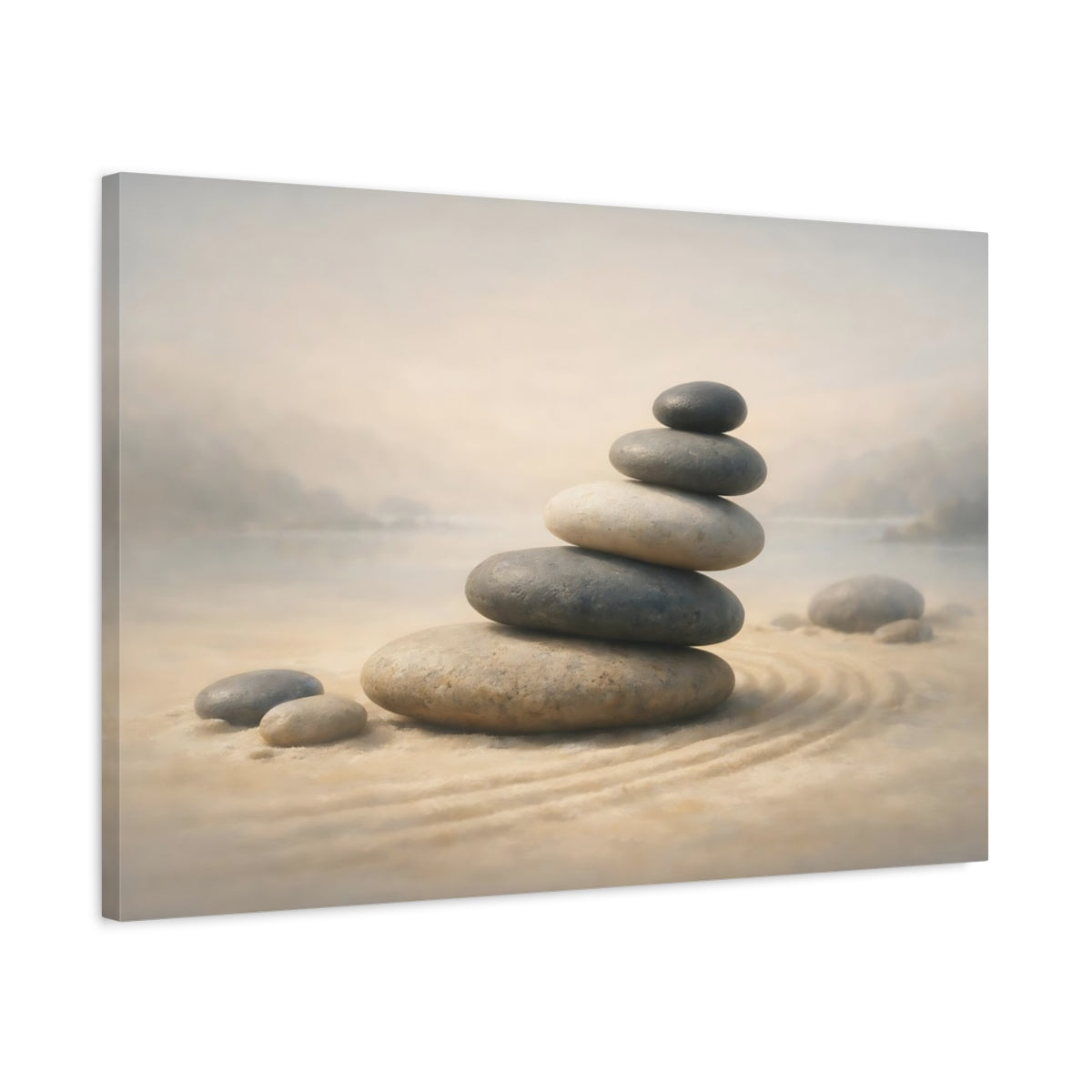 Vintage Zen Stones Stacked Nature - Canvas Wall Art Print