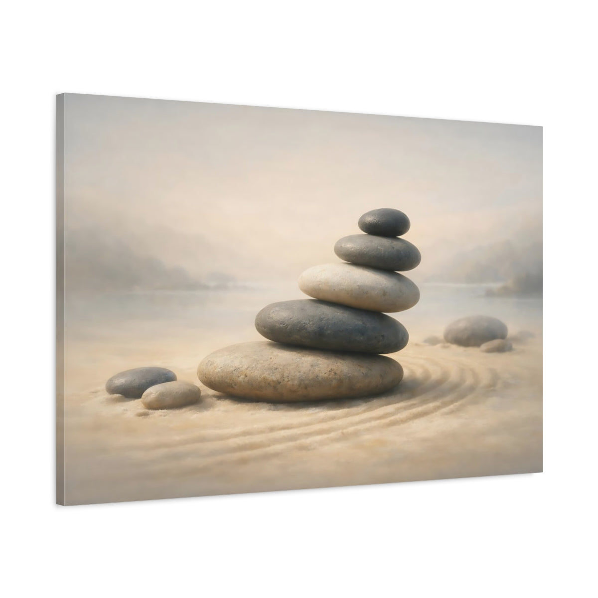 Vintage Zen Stones Stacked Nature - Canvas Wall Art Print
