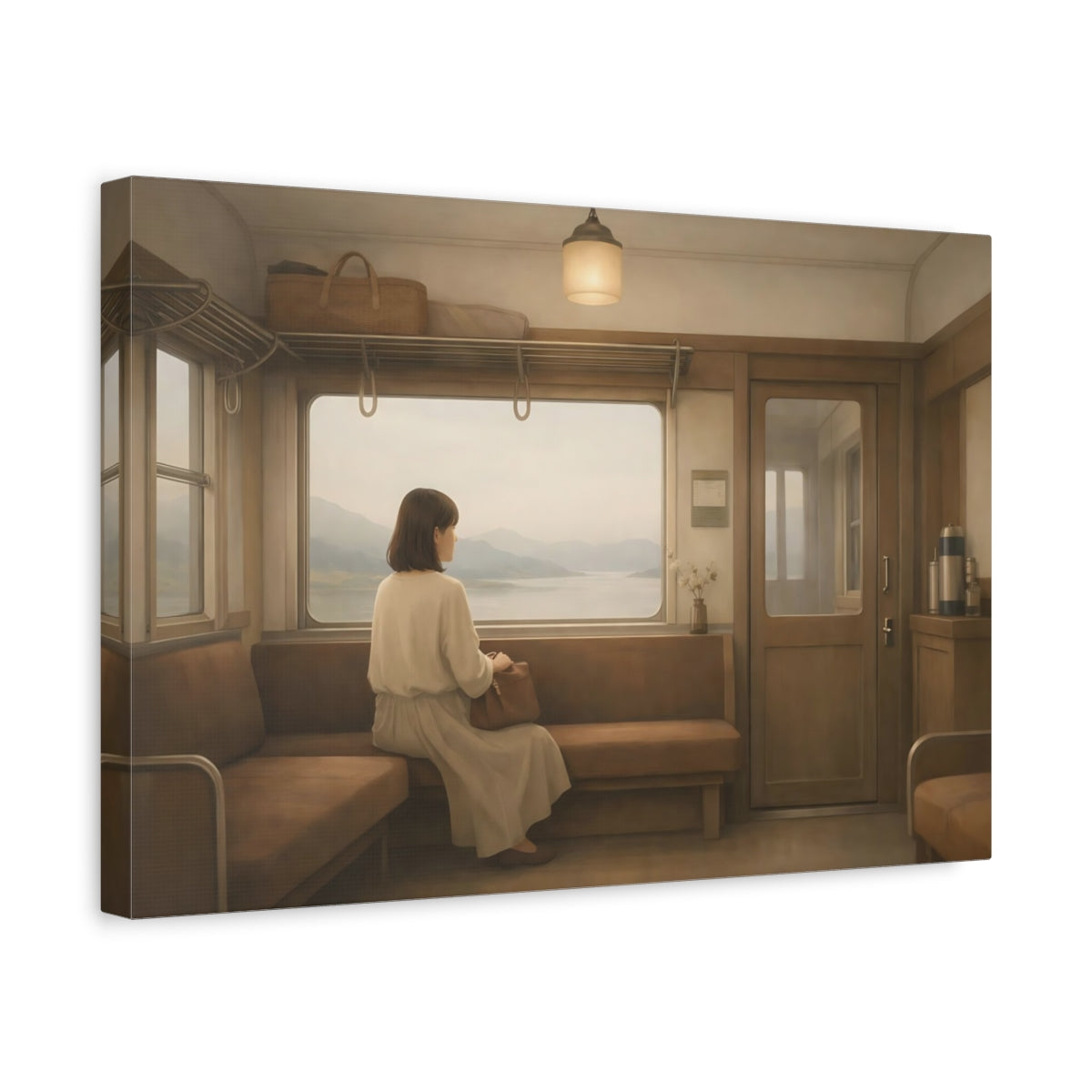 Nature Train Traveler Muted Neutrals - Canvas Wall Art Print