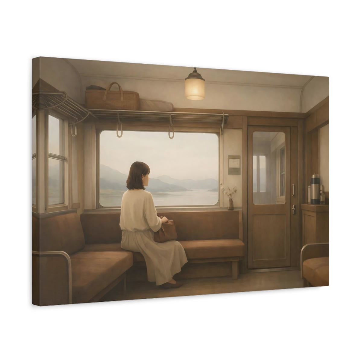 Nature Train Traveler Muted Neutrals - Canvas Wall Art Print