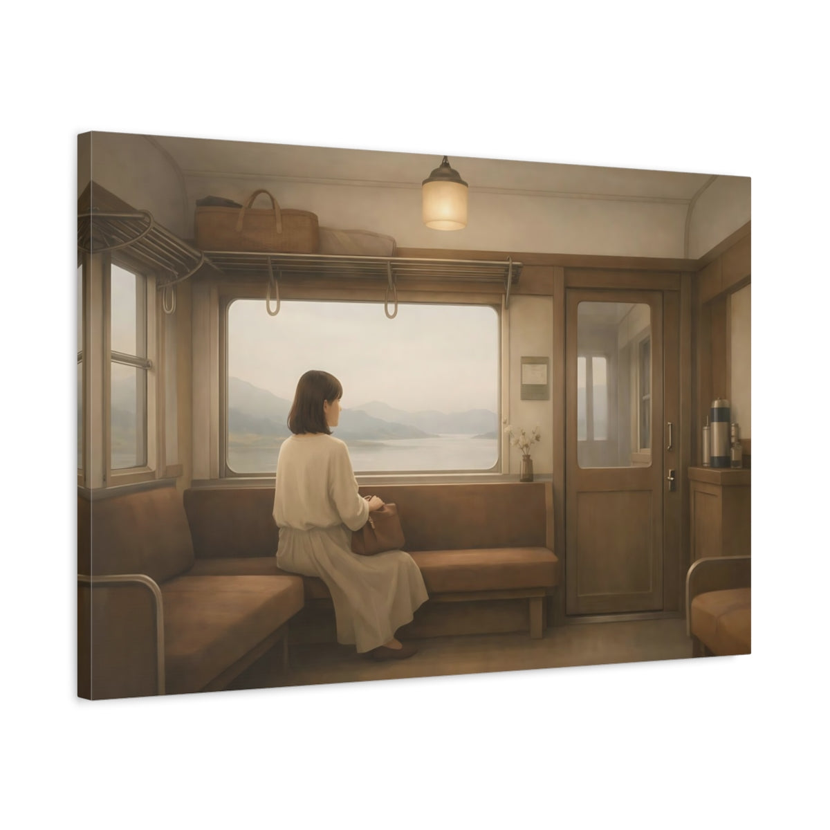Nature Train Traveler Muted Neutrals - Canvas Wall Art Print