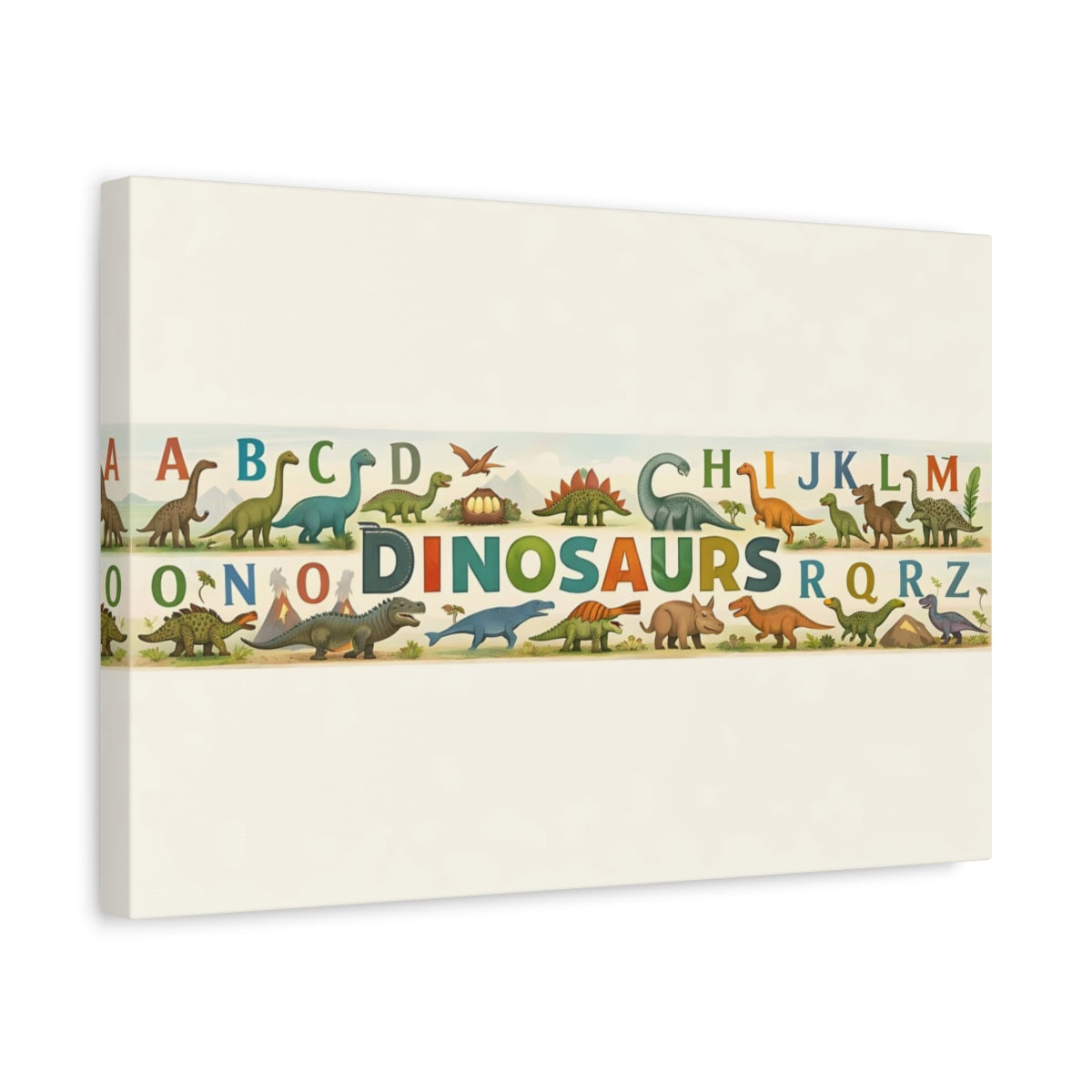 Geometric Dinosaur Alphabet Nursery - Canvas Wall Art Print