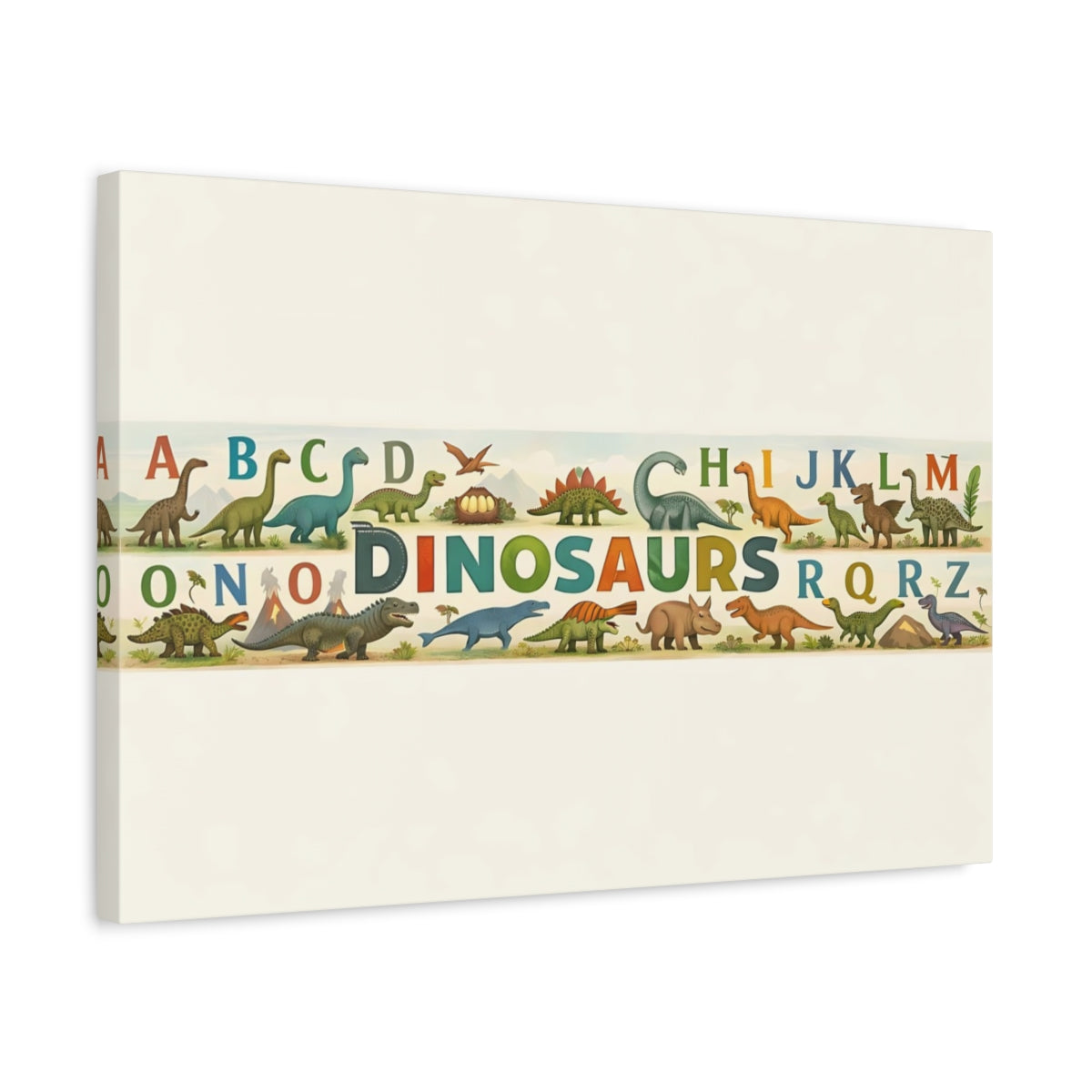 Geometric Dinosaur Alphabet Nursery - Canvas Wall Art Print