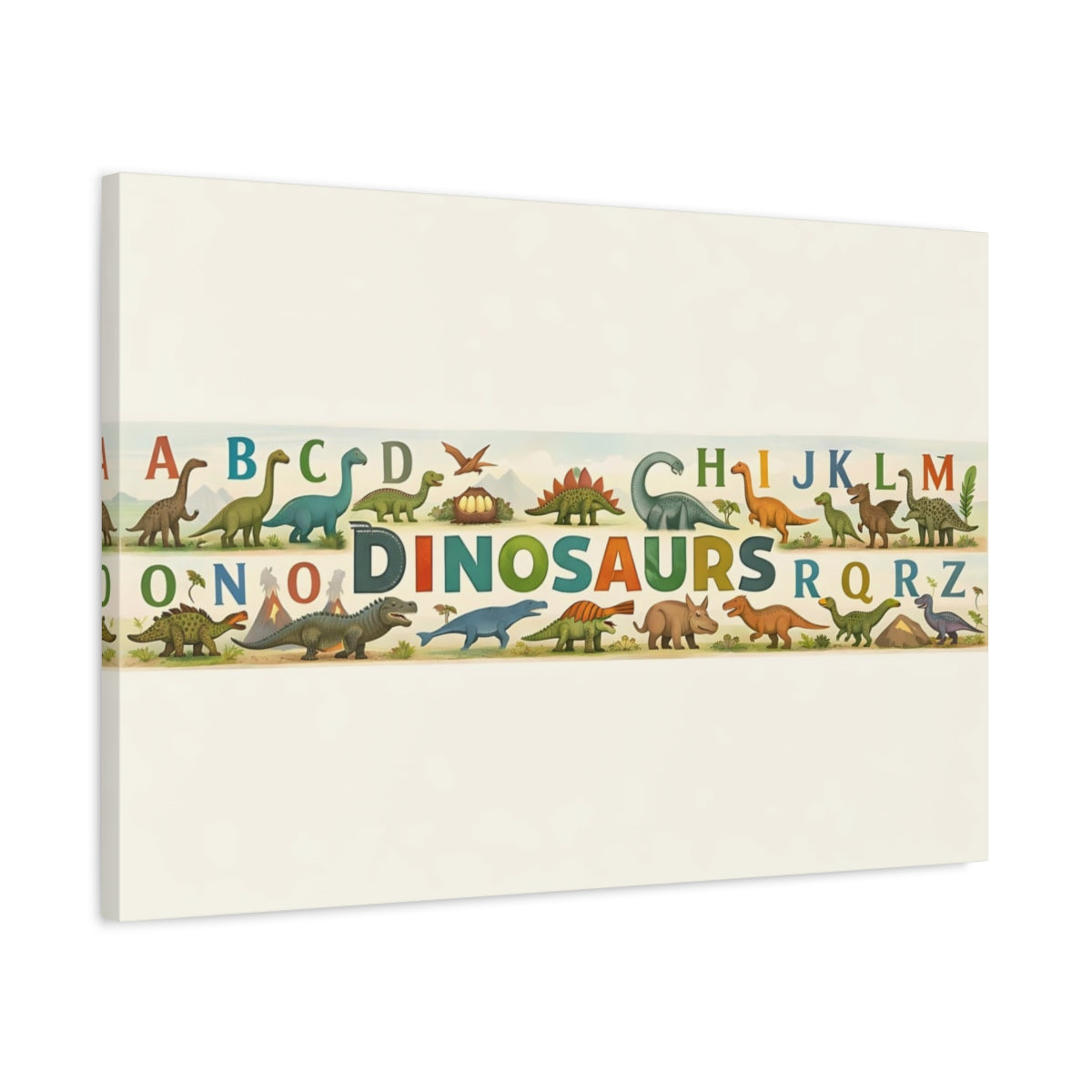 Geometric Dinosaur Alphabet Nursery - Canvas Wall Art Print