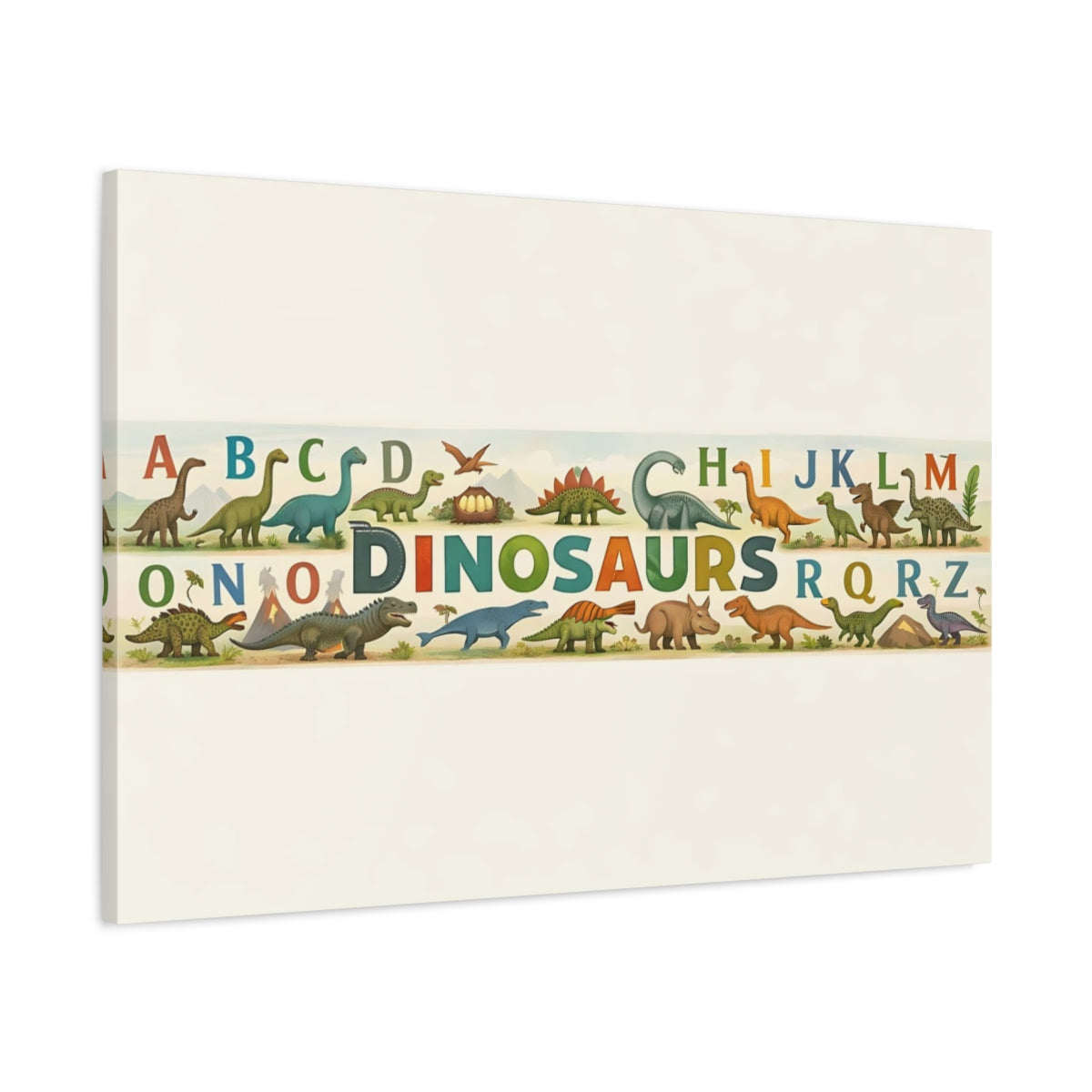 Geometric Dinosaur Alphabet Nursery - Canvas Wall Art Print