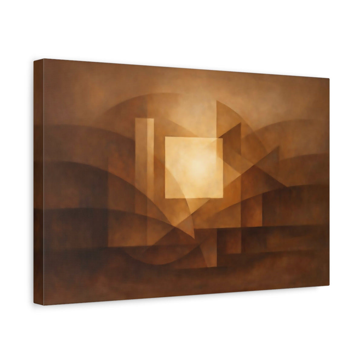 Abstract Geometric Forms Brown And Gold - Canvas Wall Art Print