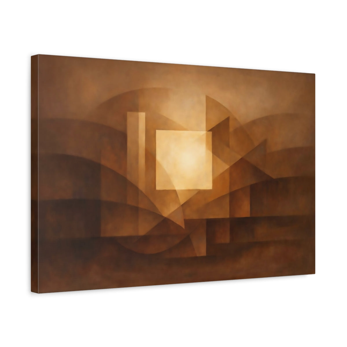Abstract Geometric Forms Brown And Gold - Canvas Wall Art Print