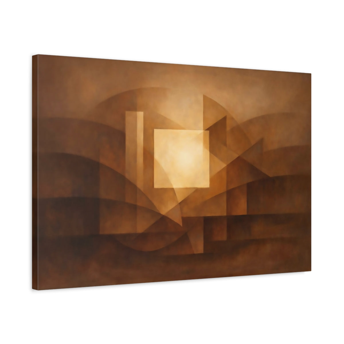 Abstract Geometric Forms Brown And Gold - Canvas Wall Art Print