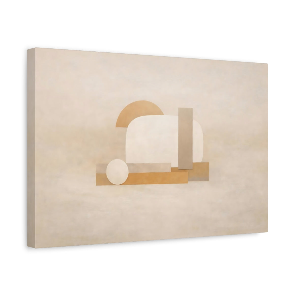 Contemporary Beige Abstract Geometric Shapes - Canvas Wall Art Print