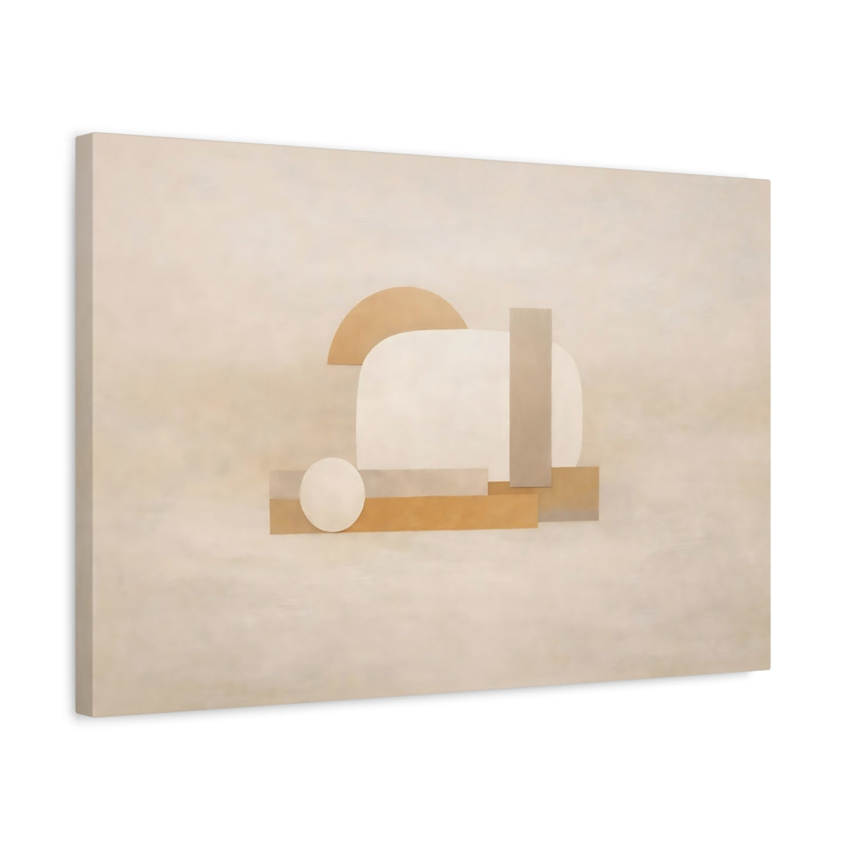 Contemporary Beige Abstract Geometric Shapes - Canvas Wall Art Print