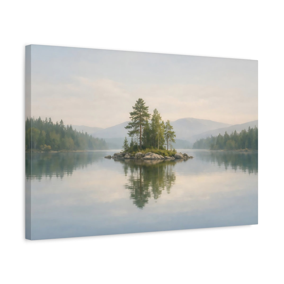 Landscape Lake Island Nature - Canvas Wall Art Print