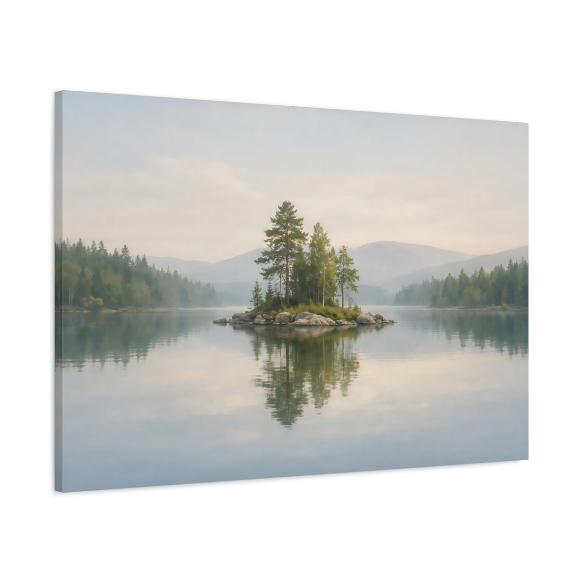 Landscape Lake Island Nature - Canvas Wall Art Print