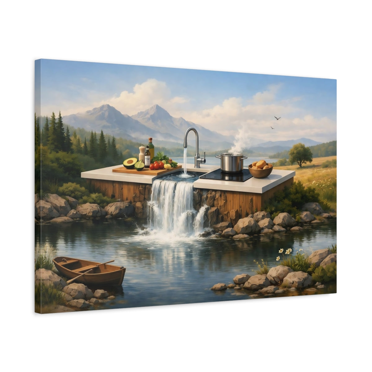 Vibes Cuisine Nature Cascade - Impression sur toile murale