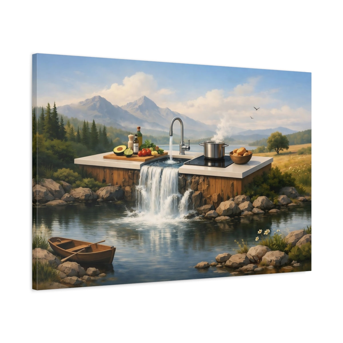 Vibes Cuisine Nature Cascade - Impression sur toile murale